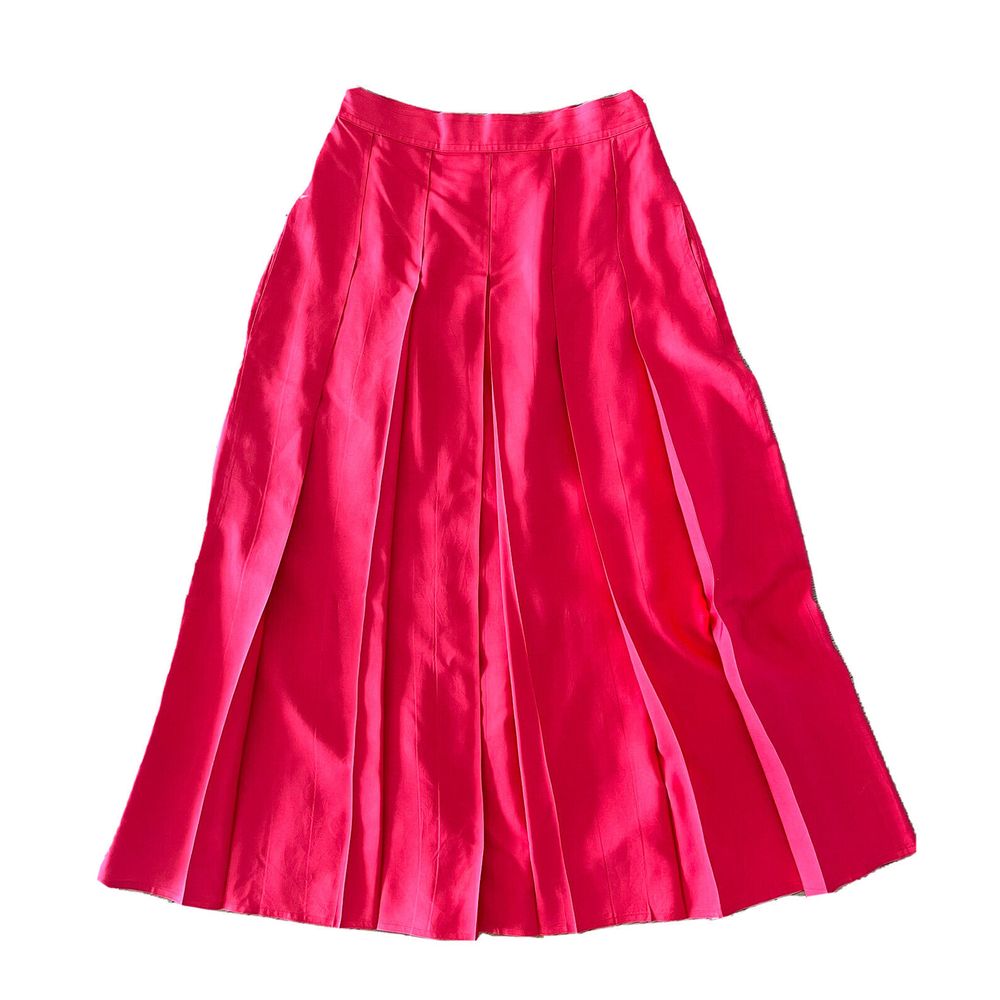 Anne-Marie Beretta 100% Silk Pleated Skirt Am Beretta Paris Vintage Sz 38